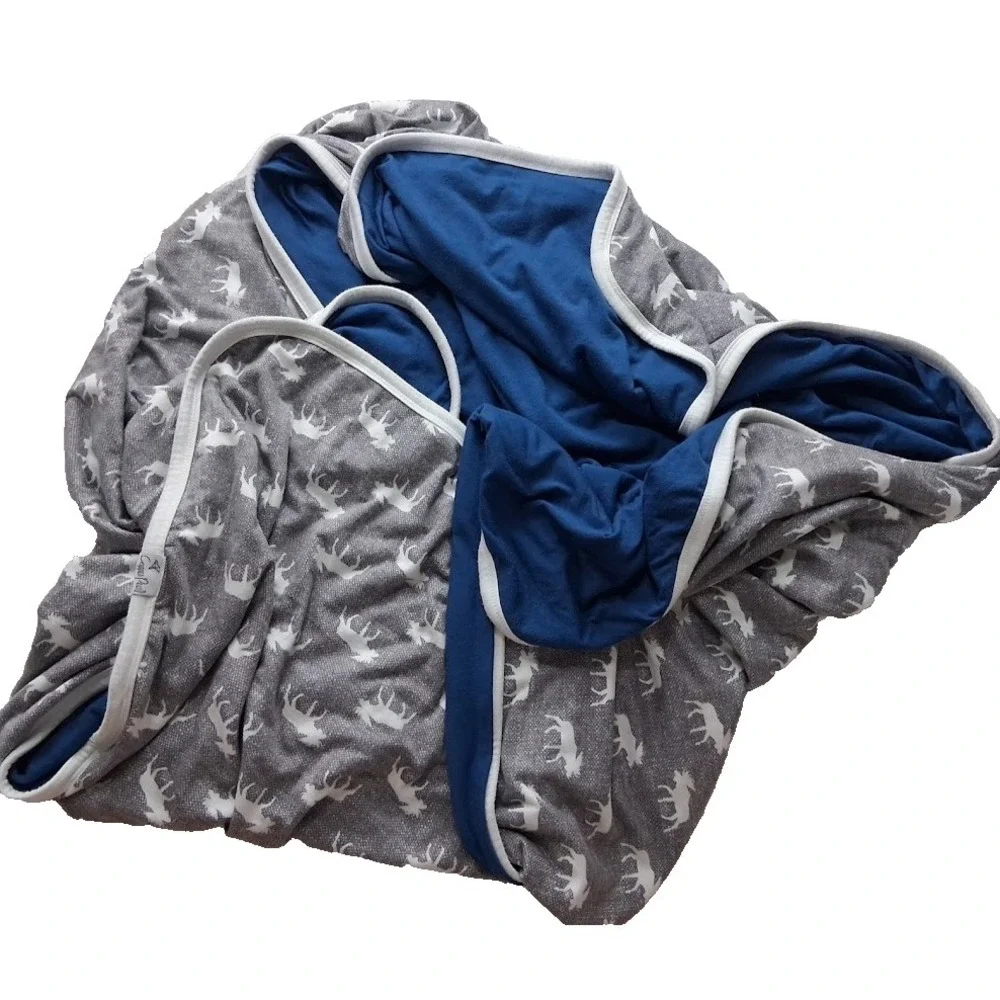 Copper Pearl Gray White Scout Moose‎ Blue Baby Blanket Thick Rayon Stretchy htf